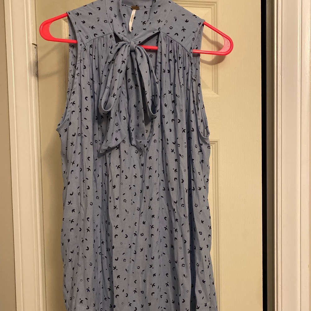 Free People Light Blue Floral Top